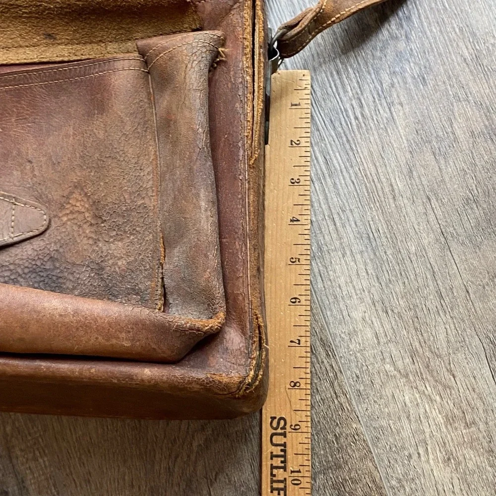 Vintage Emmet California Brown Leather Messenger Bag Distressed Cowhide USA Made